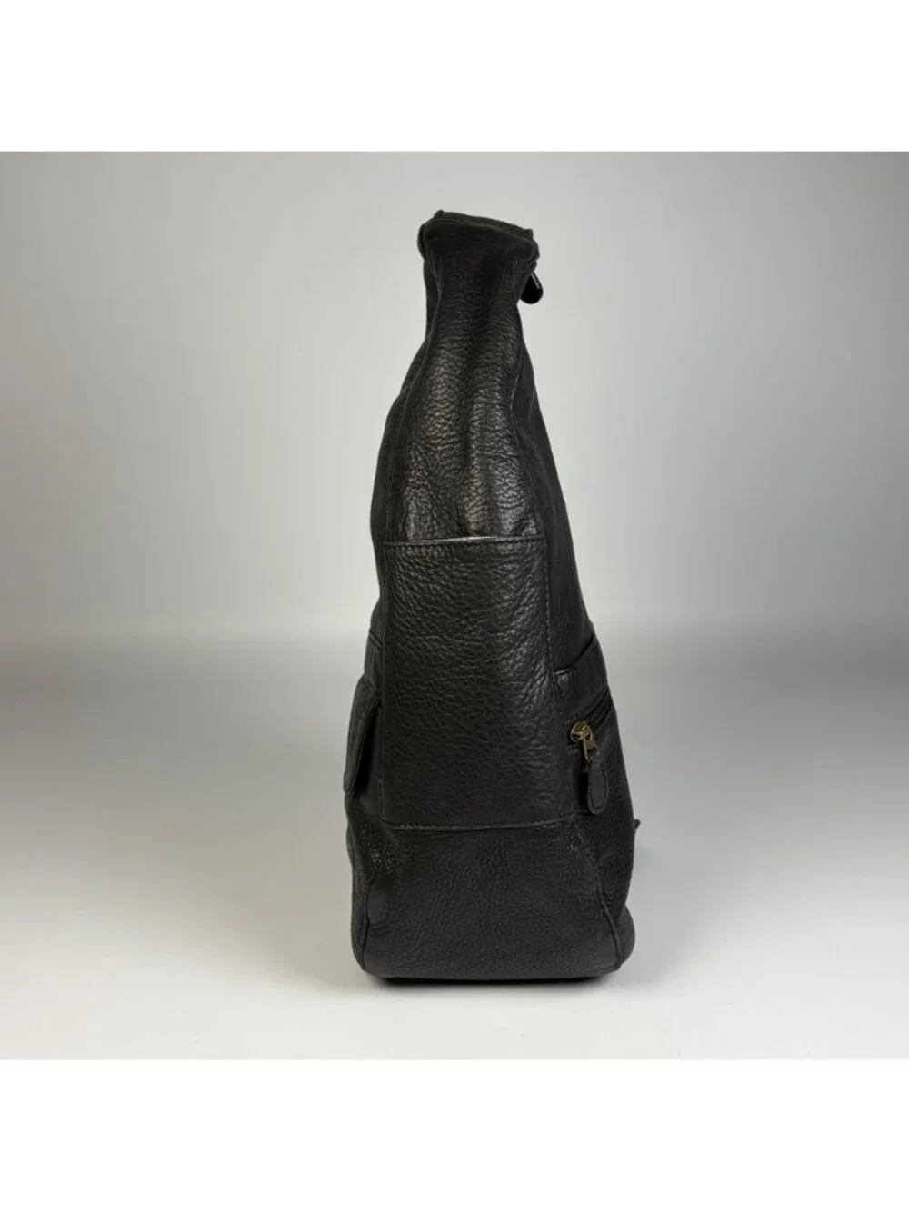 LL Bean Ameribag Black Leather Healthy Back Sling Backpack Crossbody Travel VTG